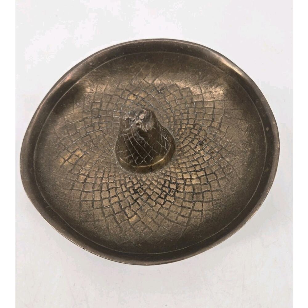 Vtg 1946 Russwood Sombrero Solid Cast Bronze Trinket Dish Jewelry Holder 5" - Picture 4 of 13